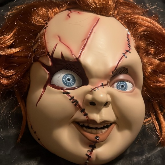 Chucky Mask Creepy Chucky Full Head Mask with Hair Realistic Cosplay Costume - Picture 7 of 9